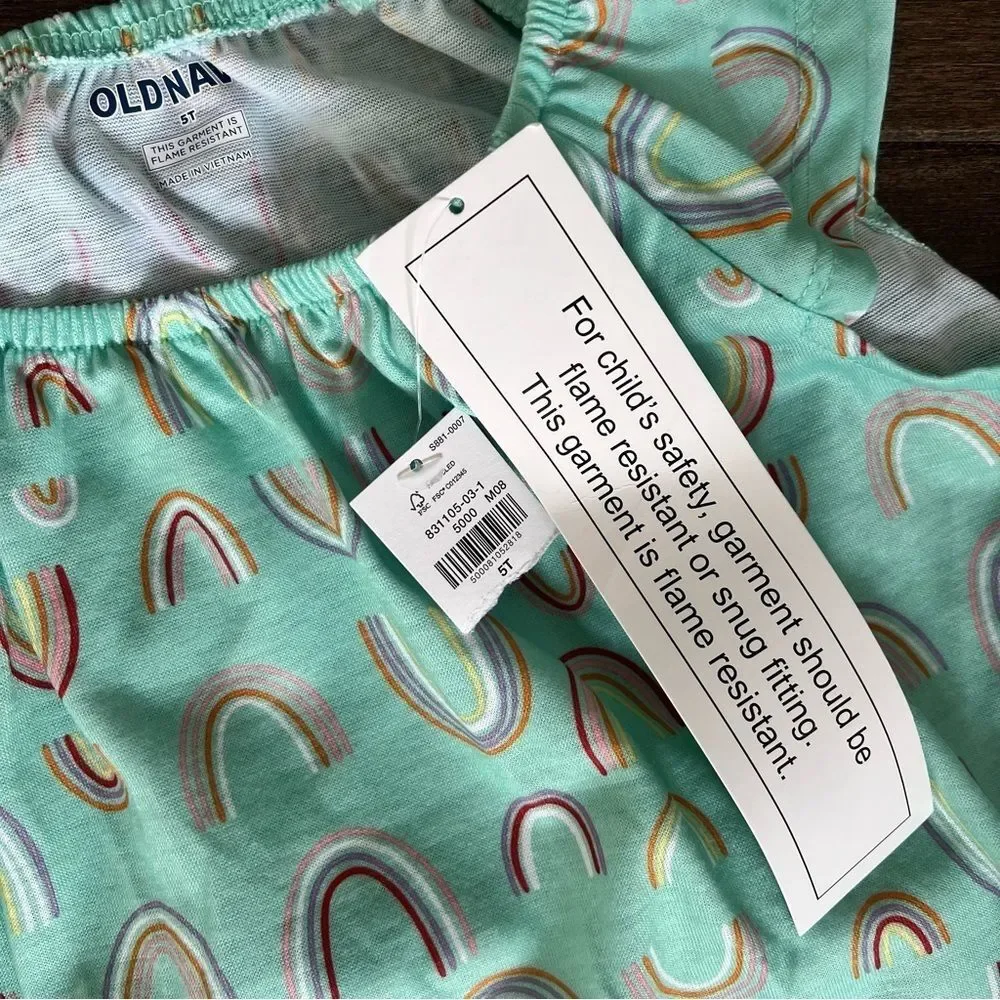 Old Navy Pajama Set Rainbow Print Girls Kids Child’s 5T